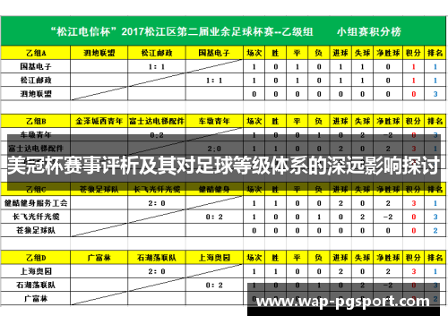 美冠杯赛事评析及其对足球等级体系的深远影响探讨